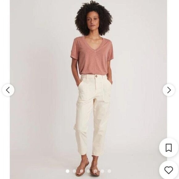 Marine Layer Women Pant Size 8 White Maya Slim Straight Utility Stretch 14934 - Picture 11 of 11